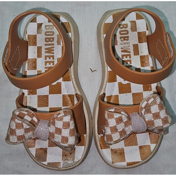 Hopscotch Girls Checkered Sandals – Brown, Size 8c (TPR & Rubber Sole) - Picture 6 of 7